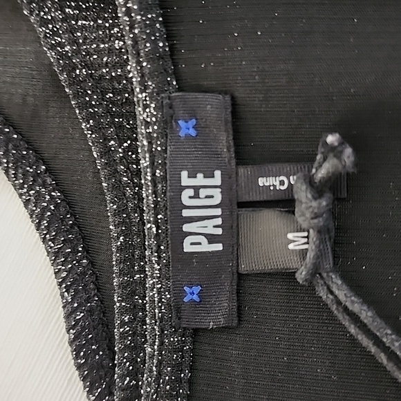 PAIGE Samina Black Metallic Bodysuit Size Medium - Picture 11 of 13